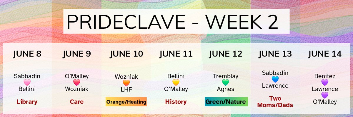prideclave's tweet photo. Welcome everyone to our second week of Conclave Pride Event!
Here's the list of ships to expect this week:
- Sabballini
- O'Malley x Wozniak
- Wozniak x LHF
- Bellimalley
- Tremblagnes
- Sabbarence
- Benitez x Lawrence x O'Malley https://t.co/gL1c44NLI3