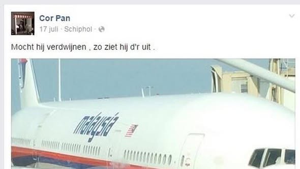 MartinVrijland's tweet photo. Na het zien van mijn laatste Reel, wordt dit ook duidelijk. Ene Cor Pan plaatste voor het vertrek van de MH17 "Mocht hij verdwijnen, zo ziet hij d'r uit": Cor Pan = Corona Pandemic, zelfde hoofdrolspelers, zelfde massamoordenaars - beide gehoaxt https://t.co/CLTR6ZbNrg https://t.co/n3iyi8mgyh