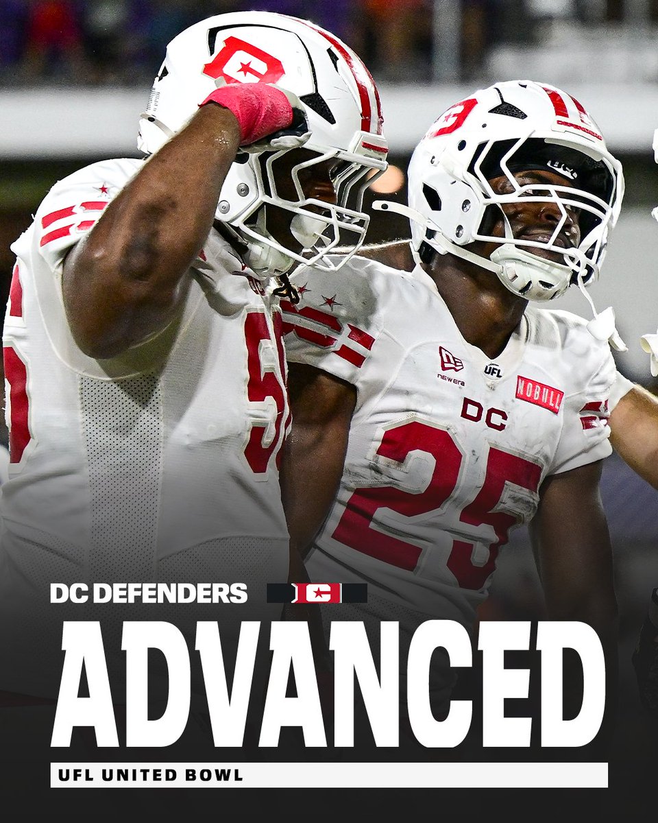 espn's tweet photo. The DC Defenders are headed back to the title game 🏆

Can the defending champs pull off the repeat in DC? 👀 https://t.co/lTD49KURm1