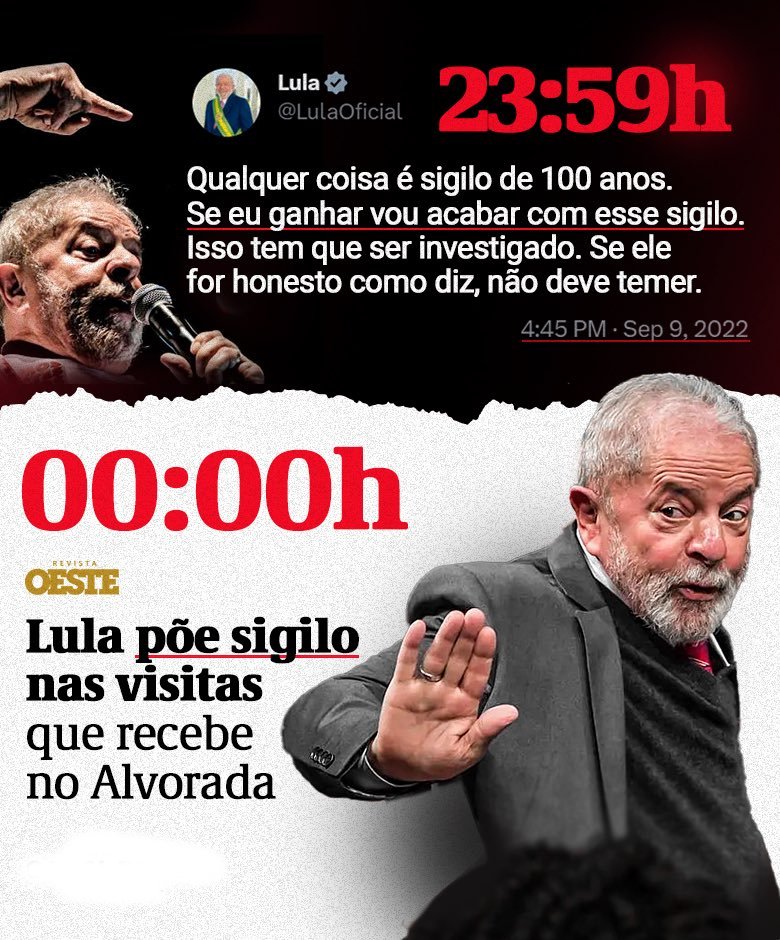 CesarBCSC's tweet photo. @LulaOficial @racionaldsp @ricardostuckert Quero saber é dos sigilos https://t.co/RMfyb5zivh