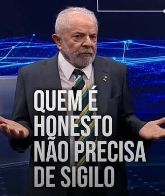 CesarBCSC's tweet photo. @LulaOficial @racionaldsp @ricardostuckert Quero saber é dos sigilos https://t.co/RMfyb5zivh