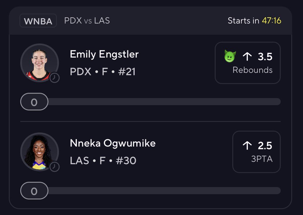 SirypDFS's tweet photo. BONUS WNBA SLIP🏀🚀

Let’s end this Sunday on a GOOD note.

#WNBA #prizepicks #underdog #GamblingX #GamblingTwitter https://t.co/wrS4k6JJWj