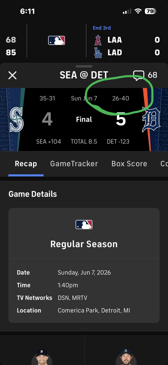 daitev's tweet photo. After a win CBS sports posted an incorrect W-L record for the#detroittigers https://t.co/8dXHjbAhwV
