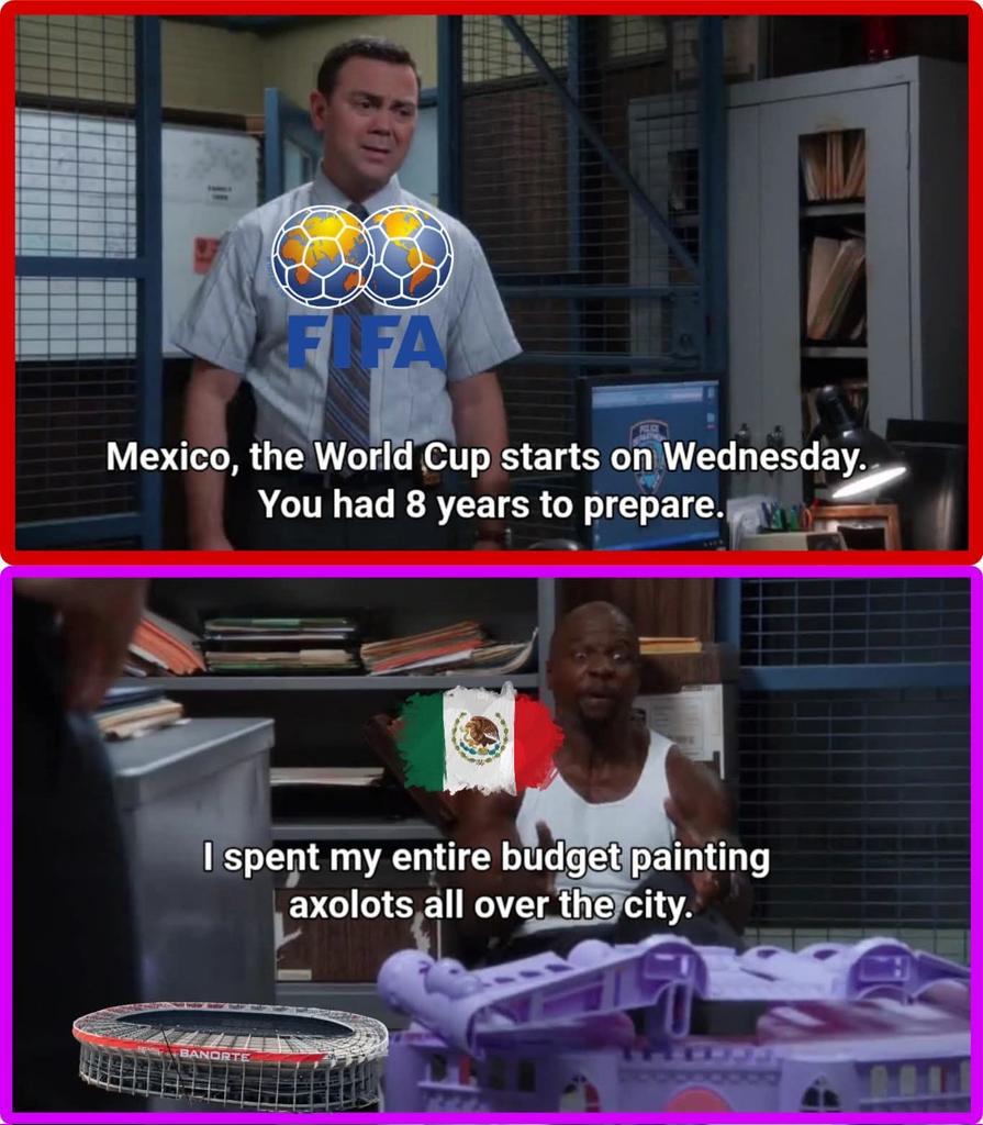 gunsmithalex's tweet photo. Increíble, me topé un meme gringo de Brooklyn 99 sobre la Axolotización de la CDMX. https://t.co/nPsSfxWHfj