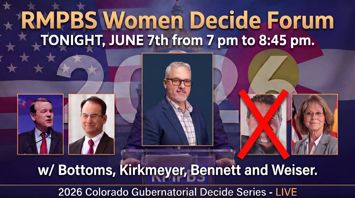 ScottBottomsCO's tweet photo. 🚨TONIGHT: Scott Bottoms takes the stage at the RMPBS Women Decide Forum.

Colorado deserves a governor with courage, conviction, and a real plan to restore constitutional leadership, protect families, and Reclaim Colorado.

Watch live from 7:00–8:45 PM tonight, June 7, as Scott joins Bottoms, Kirkmeyer, Bennett, and Weiser for this important gubernatorial debate.

Zoom Webinar: https://t.co/g2tey38fuF

YouTube Stream: https://t.co/i2nwjyLJlC

Tune in. Share this. And help us make sure Colorado voters hear the truth.