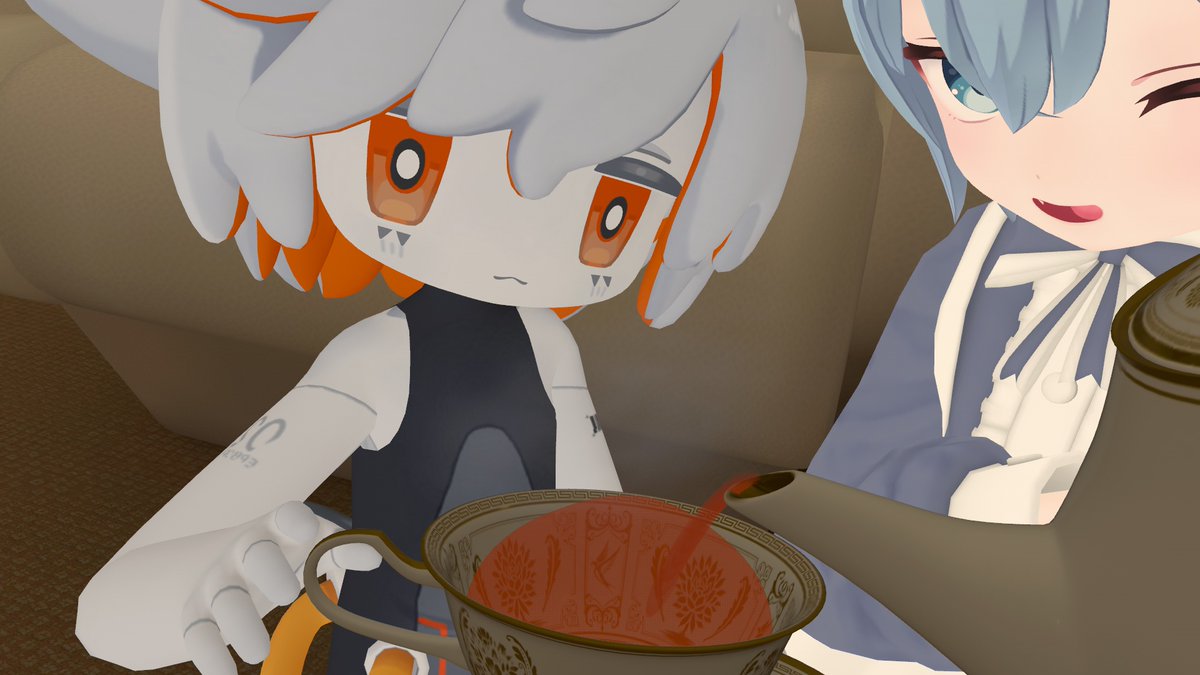 Ladybug_VRC's tweet photo. おはよーございます
一昨日あげ忘れちゃってた
一昨日は銃を撃つワールドで遊んでました
その後はお茶会を…途中で充電切れちゃってラジオ体操行けなかったなあ…
それとお姉様とツーショット！ https://t.co/mOsmF6pVQN