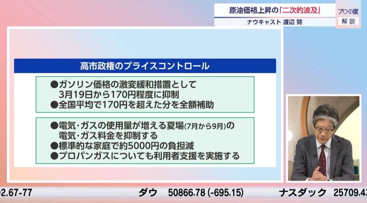 nikkei_4451's tweet photo. ナウキャスト　渡辺さん
原油価格上昇→インフレ予想上昇→物価上昇→生活費上昇→賃金上昇圧力→インフレ加速という流れ。特に頻繁にガソリンを購入する家計はインフレ予測が上昇しており、経験仮説が有効に。日本はエネルギー補助金が多く、他国と異なりインフレの二次的波及弱まる可能性。#モーサテ https://t.co/fcHLvWfd8k