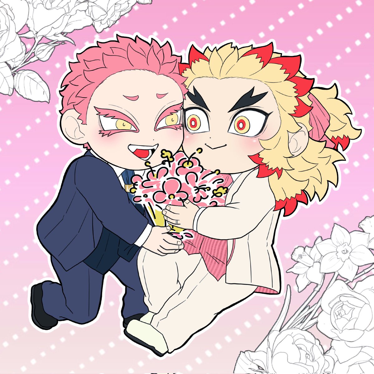 kay0ubi's tweet photo. ㋅といえばｼ"ｭﾝﾌ"ﾗですね💐
(猗窩煉❄️🔥再掲) https://t.co/oPcvDMS3fD