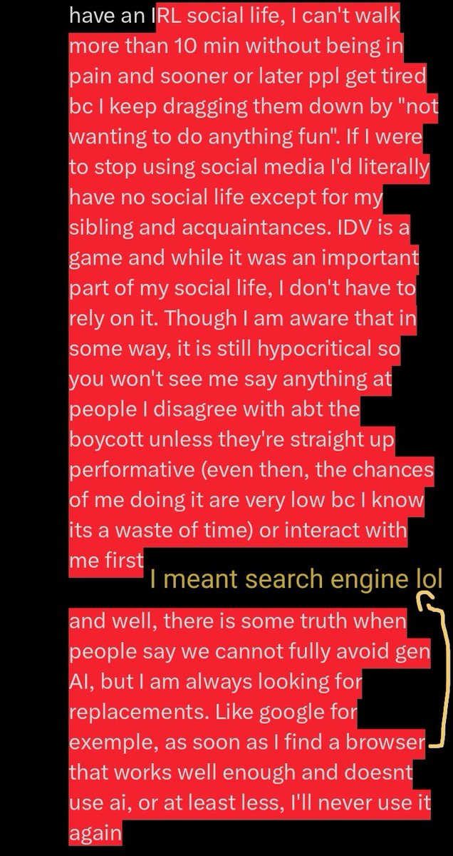 4channerjack's tweet photo. @maideclaration Sorry, I kinda took ur reply in bad faith ngl 😭

Only reason I'm on twitter is bc there's not really other social media that isn't also filled with ai. At the very least, twitter allows me to have a TL that's 100% ppl I follow and a decent muting system. I don't really have an https://t.co/QOeNLXHxj8