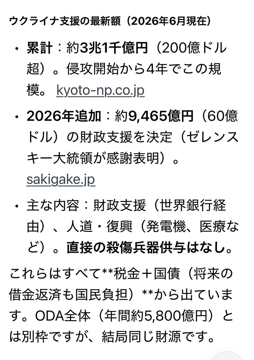 nekonohige1's tweet photo. ウクライナ🇺🇦への支援額４兆円。
戦争に加担している。
しかも、自国民からは税金をまだ取ろうとしている。
日本政府なんて国民のために存在していない。国民が賢くなるしかない。 https://t.co/n1KW1bIvys