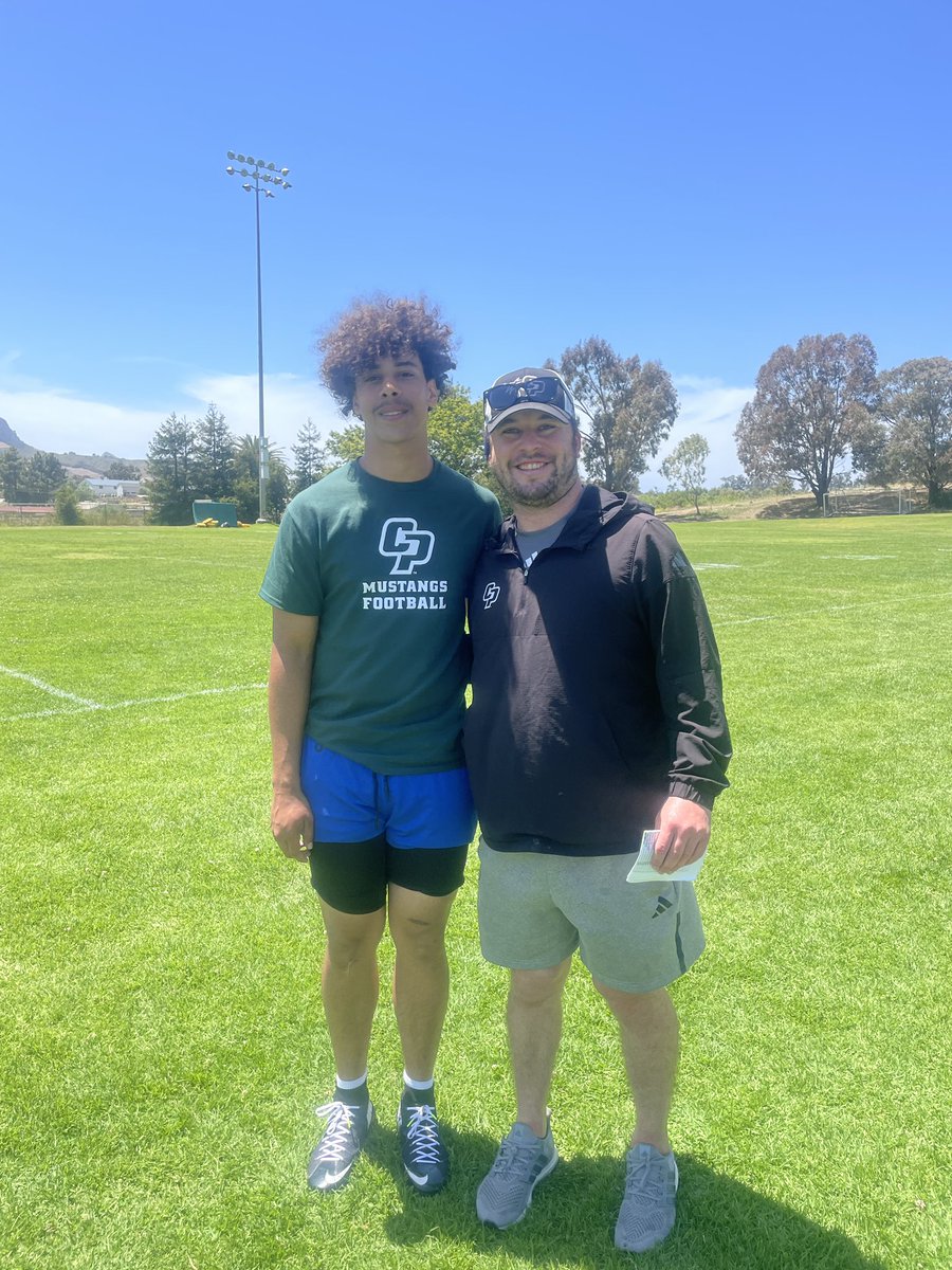 CLee_5's tweet photo. Great camp today got in some good work. Thanks for having me @calpolyfootball @CoachRomeroCP @CoachTSkip @CoachEBrown @CoachMHazelwood @RHPKares @RHPsports @mrixta @ChargeToKeep @bruce_bible https://t.co/NerRDKAouk
