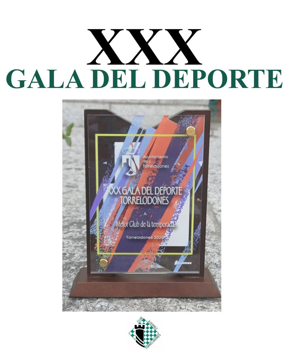 ajedrez_torre's tweet photo. La Concejalía de Deportes del Ayuntamiento de Torrelodones ha tenido a bien conceder el premio al mejor Club de la localidad al CLUB DE AJEDREZ TORRELODONES.

La entrega de premios tuvo lugar en el Teatro Bulevar el jueves 4 de junio a las 19:30. https://t.co/2epKgBH1u6
