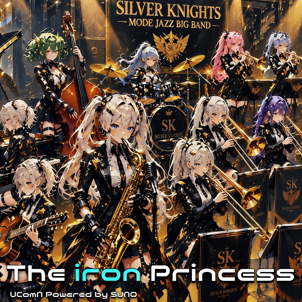 UComN's tweet photo. #Suno #SunoAI #suno_ai 
#the_iron_princess #鐡姫 

曲名：The iron Princess(Modal Jazz Style)
作曲：Suno（V5.5）
編曲：うこむ
アートワーク：Spellai、ChatGPT

鐡姫のメインテーマをビッグバンドでアレンジしてみました👍

#Spellai #chatgpt https://t.co/TqQWw2ani9