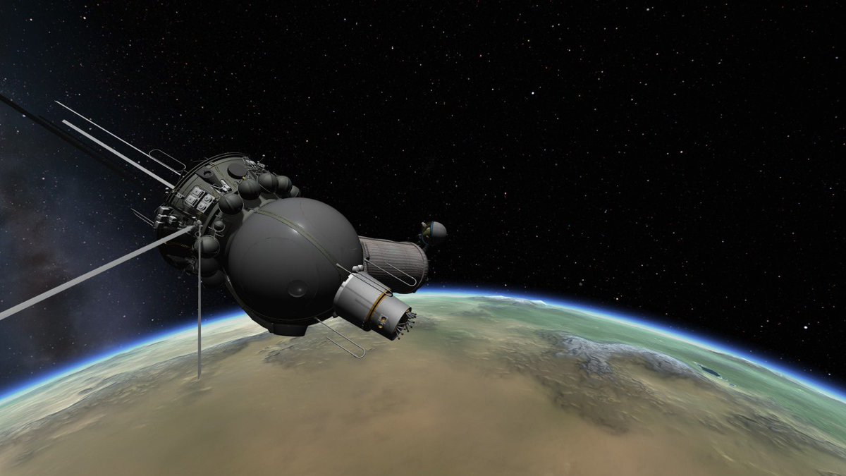 GeraldJr1997's tweet photo. Started a new save today first mission was with voskhod and setting several firsts for the save with Valentina and bill both becoming the first kerbals in space and first to do an EVA with Val taking lead with bill going next https://t.co/hvj3unxaRK