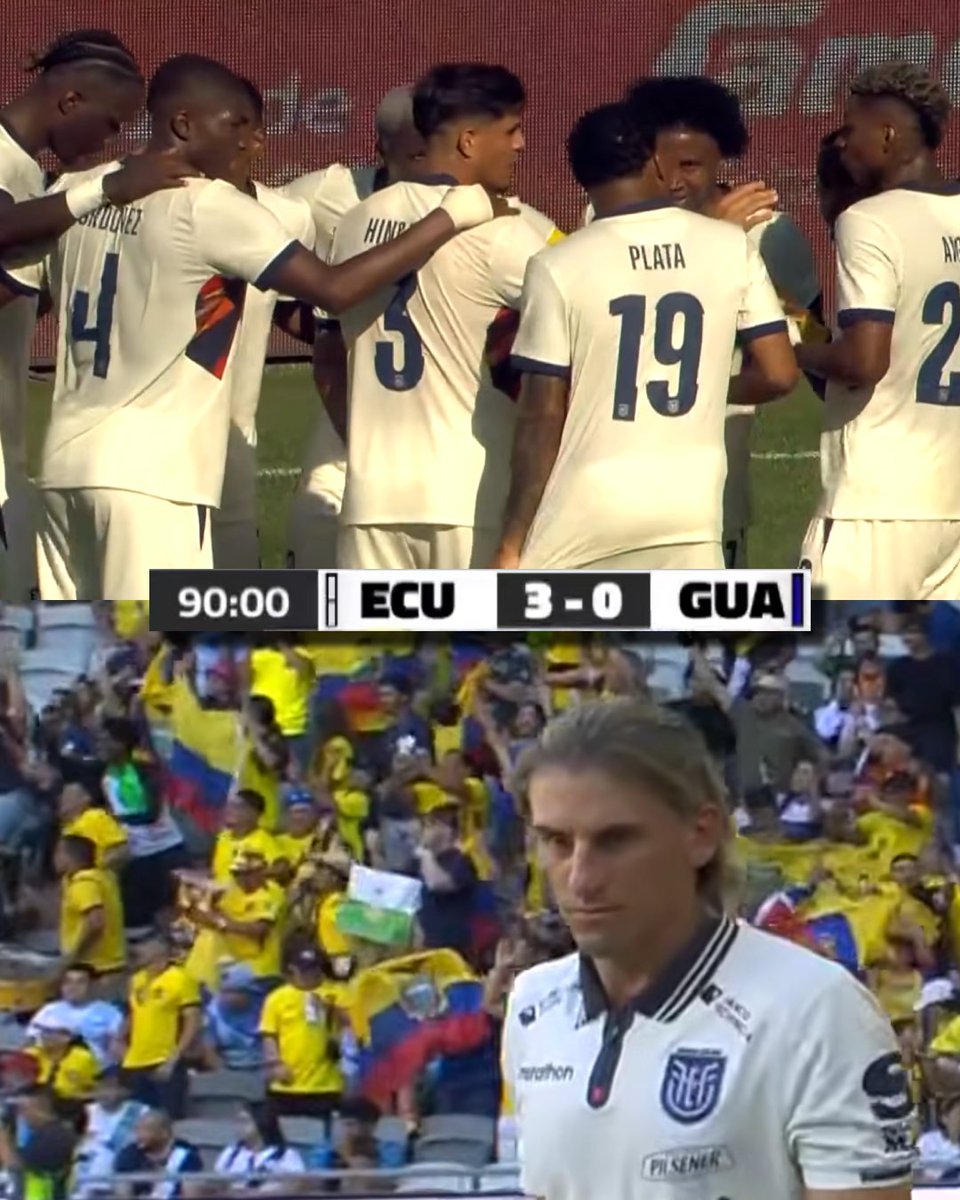 InvictosSomos's tweet photo. ¡¡ÚLTIMA HORA: ECUADOR CERRÓ SU PREPARACIÓN MUNDIALISTA CON UNA GOLEADA!!

RESULTADO. Ecuador 3-0 Guatemala. 

Con goles de Caicedo, Angulo y Estupiñán, Ecuador goleó a Guatemala en su último partido de preparación rumbo al Mundial 2026. La Tri no tuvo complicaciones para derrotar a los chapines. Una tarde tranquila, para ganar confianza, de cara a lo realmente importante: la Copa del Mundo. 

El cuadro de Beccacece llega a la máxima fiesta del planeta fútbol con 19 PARTIDOS CONSECUTIVOS SIN DERROTA. No pierden desde septiembre de 2024 y, ahora, sueñan con una participación histórica. 

LA ILUSIÓN EN ECUADOR ES TOTAL.