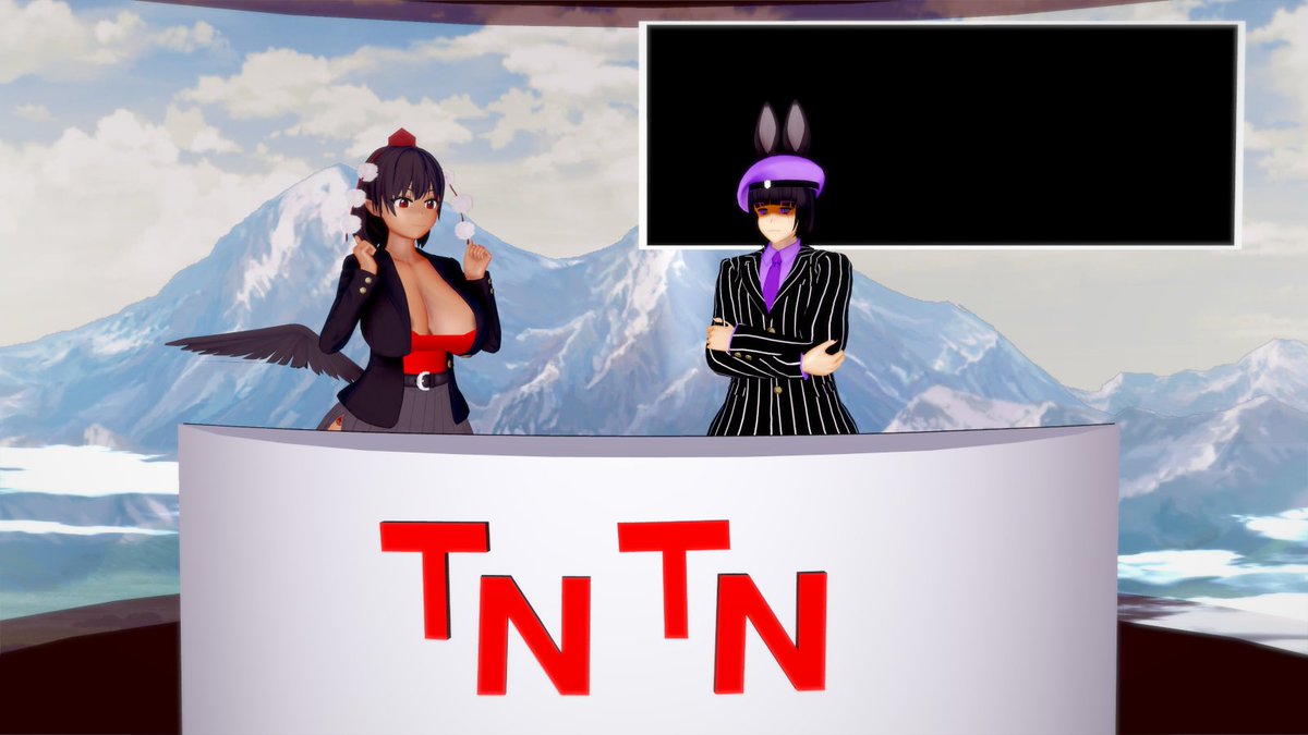 Dback_Koi's tweet photo. This may become something, but I just wanted to kind of challenge myself to make a scene and resume de-rusting

Anyway here's the studio of the Tengu News Telegraph Network. https://t.co/4DiAtUas9x