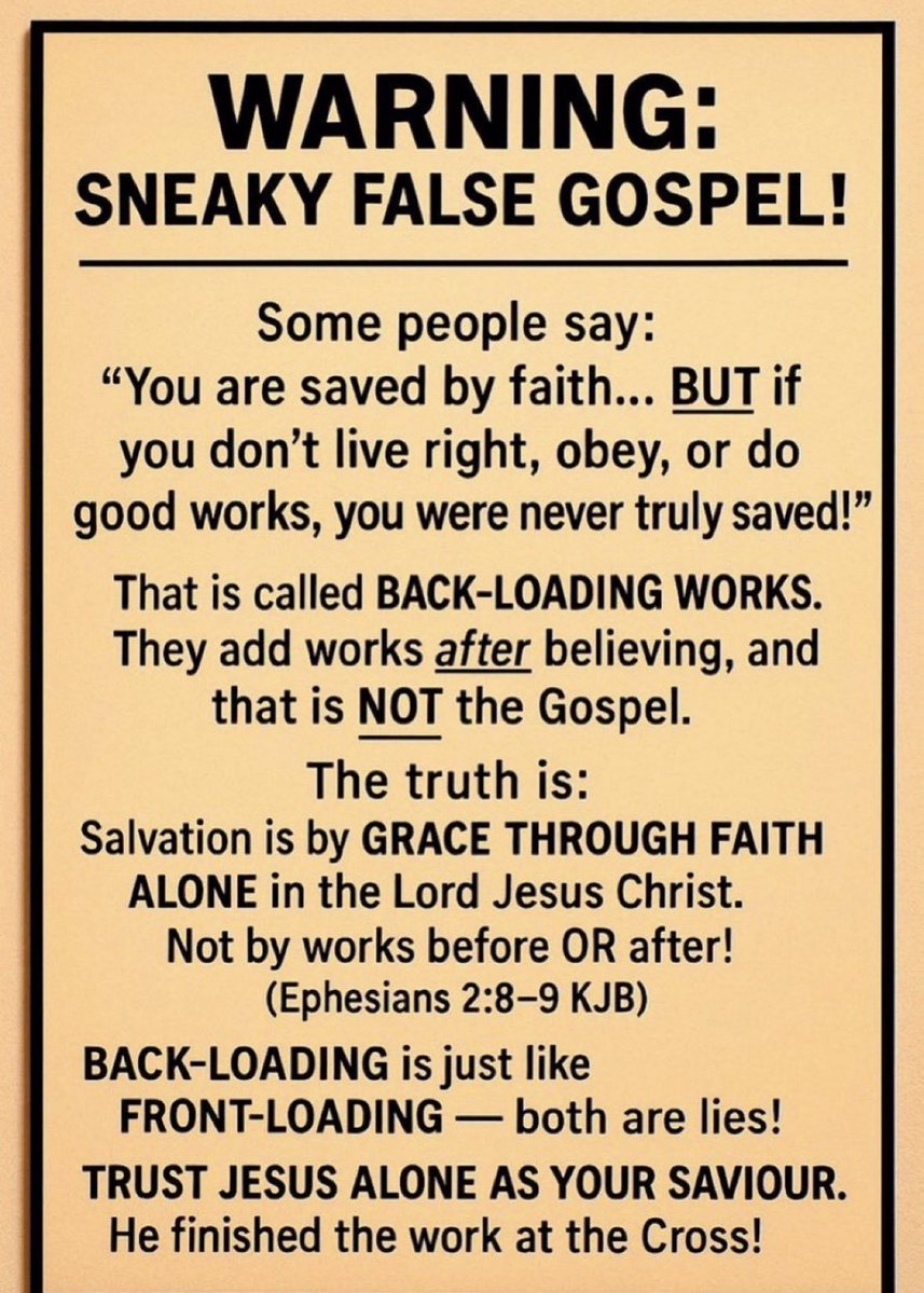 TrustJesusAlone's tweet photo. Believe the gospel to receive eternal life, born of the Spirit event takes place instantly.

❌turning from sins

Good work AFTER 

❌work to earn God's 🎁eternal life https://t.co/KfhQCQfaSX