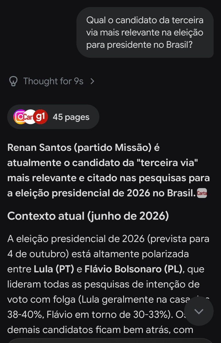 MasterGardulla's tweet photo. @brunoalvesct33 @Pensando__Livre @CascaGrossaReal Vai lá discutir com IA. Estou sem tempo agora. https://t.co/Z0zlVNAaFV