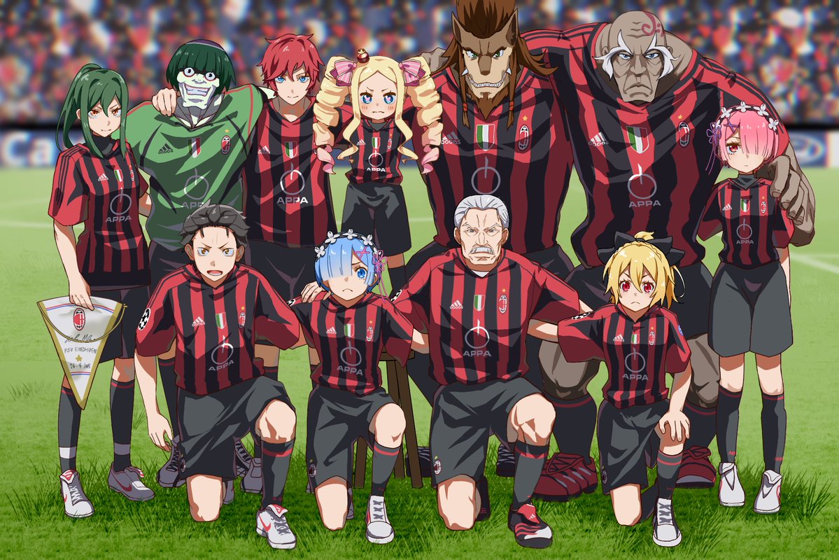craccegg's tweet photo. AC Lugunica lining up for a team photo ahead of a Champions League match (2005)

Outstanding commission by @amhr_46 

#リゼロ #rezero https://t.co/PQwTs7fCYp