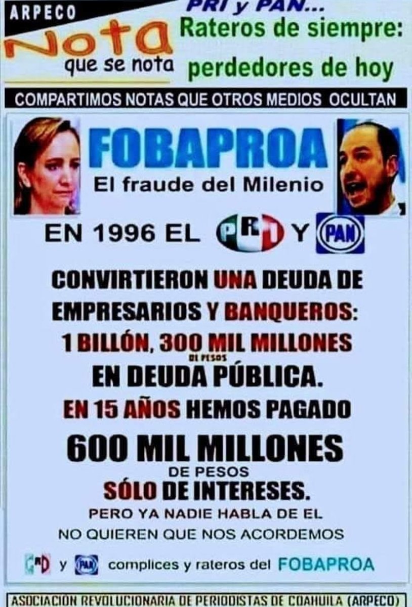 MarcosGarc12979's tweet photo. @CandyHoneyLiz Alguna vez le haz preguntado a tus padres que fue el fobaproa si no lo sabes pregúntales para que no publiques pendejadas y andes defendiendo a toda la pinche bola de corruptos saqueadores que chingaron a nuestros padres https://t.co/rCK7WdELJO