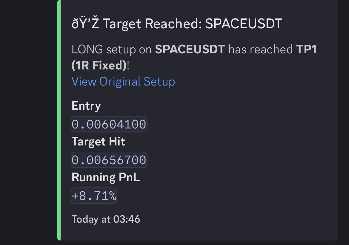 CzIllusion69's tweet photo. Also $SPACE #SPACE Long from our #ai hit #tp1 and up 10% from entry all this happening in our #freevip discord . Which you can access for free. 

Joining details mentioned 👇 https://t.co/gistCPN8l6