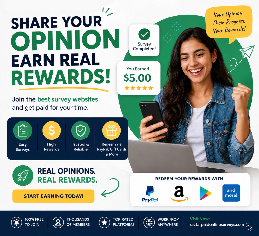 ravtarllc's tweet photo. Share your opinion and earn real rewards 💰

Complete simple paid surveys, earn extra cash online, and redeem rewards through PayPal, gift cards, and more. Perfect for beginners looking for a flexible side hustle from home.

👉 https://t.co/k2XjB4ILbK

#PaidSurveys #MakeMoneyOnline #EarnMoneyOnline #SideHustle #WorkFromHome #OnlineIncome #SurveyRewards #ExtraCash #PayPalMoney #GiftCards #MoneyFromHome #RemoteIncome #PassiveIncome #SurveyApps #FinancialFreedom
