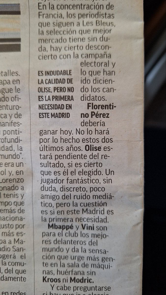 fauserland's tweet photo. @Sky_Inge Ich kann aus Madrid berichten, dass es dort nur ein Thema gibt: die Präsidentschaftswahl bei Real. Olise ist für Marca keine große Story: er kommt irgendwann oder auch nicht. Sein derzeitiger Verein wird gar nicht erst erwähnt, etwas respektlos ggü einem CL-Halbfinalisten? https://t.co/eKXN7ZWQLd