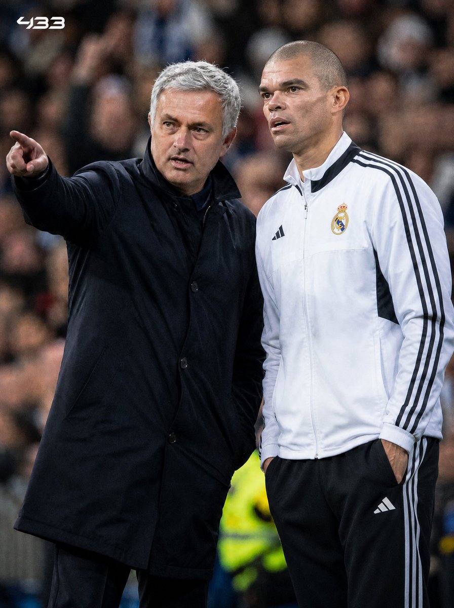 433's tweet photo. 🚨 𝐁𝐑𝐄𝐀𝐊𝐈𝐍𝐆: Pepe could be 𝐑𝐄𝐔𝐍𝐈𝐓𝐄𝐃 with Mourinho as part of his 𝐂𝐎𝐀𝐂𝐇𝐈𝐍𝐆 𝐒𝐓𝐀𝐅𝐅 🤯

The former defender is well positioned to become part of Mourinho's Real Madrid coaching staff, @Ramon_AlvarezMM reports 🗞️ https://t.co/ybaogD4Btg