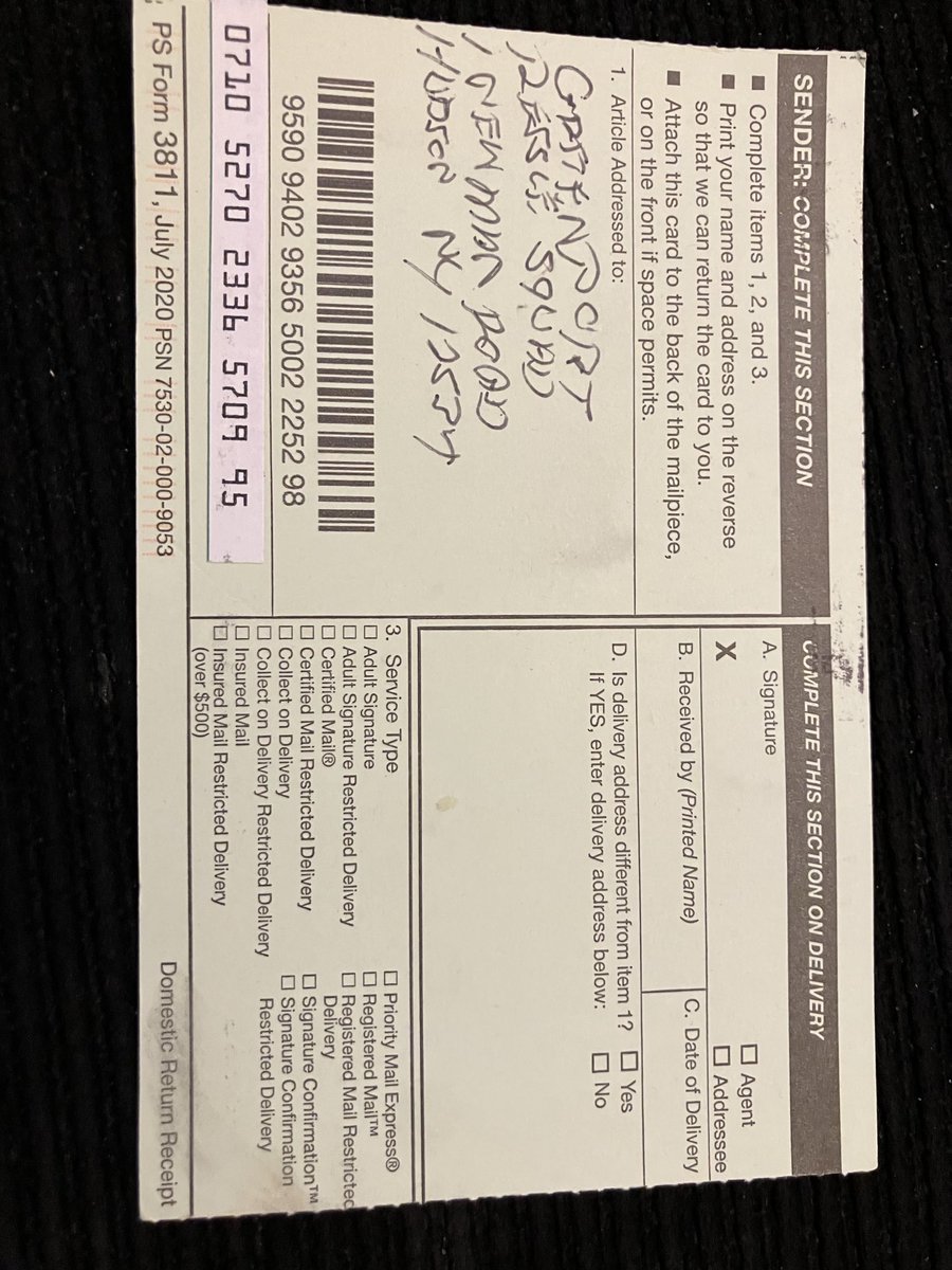 DavidFBaker's tweet photo. .@usps. I needed a signature for a document so I sent it via Certified Mail. This is the receipt I got back: no signature of the addressee, not even the person’s printed name, and no evidence that the item was actually delivered. A total waste of my money. https://t.co/omi63fGYCS
