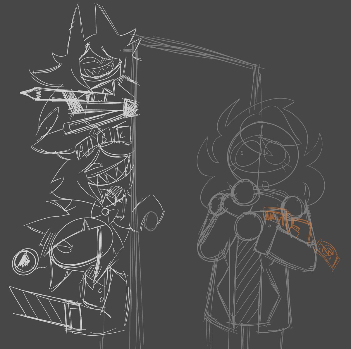 t0asterbrainz's tweet photo. this is a VERY messy sketch I'm not sure I'll ever finish this to be a full piece. Will delete later. https://t.co/LJTUzNjZo9