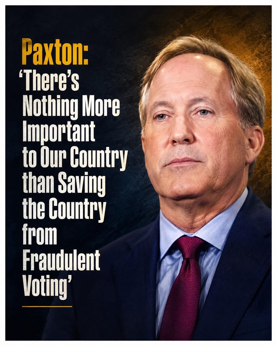 standup_mi's tweet photo. Ken Paxton is putting his finger on the issue that should be above party, personality, and political convenience, election security.

PAXTON: “There’s nothing more important to our country than saving the country from fraudulent voting. 

We have 25 mostly Democratic states that don’t have photo id that may be allowing noncitizens to vote, that have fraudulent mail-in ballot schemes. 

If we allow that, we are going to lose, if we allow that, it’s going to be one-party control.”

That is the whole ballgame.

A country cannot survive if its people no longer trust the elections that decide who governs them. 

It does not matter how many speeches politicians give about democracy, if voters believe the system is loose, opaque, or designed to protect one party, trust is gone.

And once trust is gone, everything else starts to fall apart.

This is why states like California have become such a flashpoint. 

When elections drag on, when basic safeguards are treated like an attack on voting rights, when people are told to stop asking questions and simply accept the outcome, officials should not be surprised when millions of Americans stop believing them.

Secure elections are not optional. 

Photo ID should not be controversial. 

Clean voter rolls should not be controversial. 

Transparent ballot counting should not be controversial. 

Proof that only eligible citizens are voting should not be controversial.

If a state wants to run its own elections, then it has an obligation to run them in a way that inspires confidence. 

If it refuses to do that, then Congress has every right to step in and set firm standards for federal elections.

That is not an attack on democracy.

That is how you protect it.

Paxton is right to sound the alarm, because this is bigger than one election cycle. 

This is about whether Americans still believe their vote counts, their laws matter, and their government is legitimate.

Without election integrity, there is no republic left to save.

Source: Interview, Fox News, Saturday in America, 6/6/26