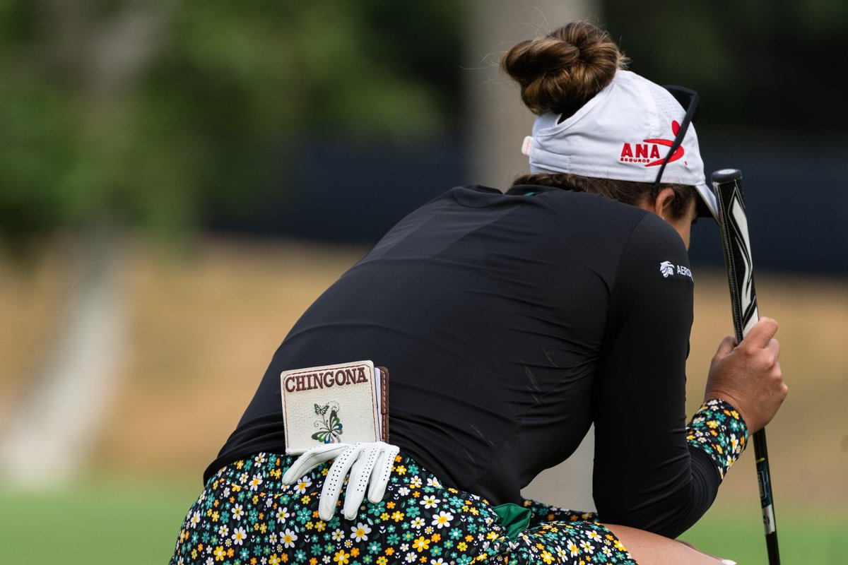 GolfweekNichols's tweet photo. Gaby Lopez, on the nickname her mother gave her ... 😂

"My yardage book, it says 'Chingona' on the back side, and it's a funny word for badass in Spanish. And when I was growing up I did gymnastics, and my dream was to become an Olympic gymnast, and my mom in the crowds would just yell, Vamos, Chingona. My mom is from the north side of the country ... they curse a little bit more than in the South and in central Mexico, so it just stuck to me."

(USGA photo)