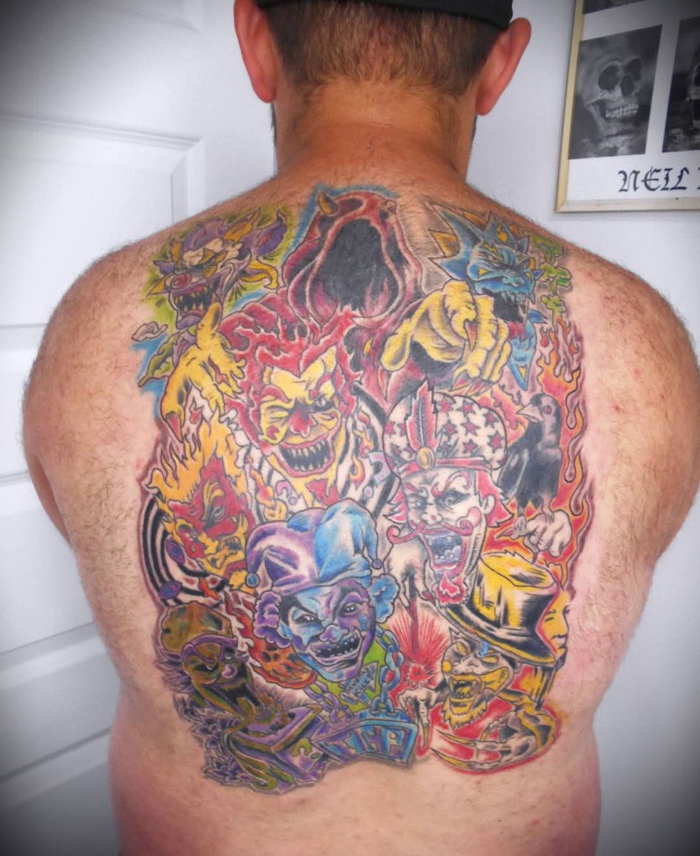 icp's tweet photo. FRESH!!!

Got ink reppin’ the Wicked Clowns? DM us. You might see your tatt featured next! #insaneclownposse 

Rate this ink...
🔥🔥🔥 / 🪓🪓🪓 / 🤡🤡🤡 -- drop it below 👇 https://t.co/H1fs4FGbuN