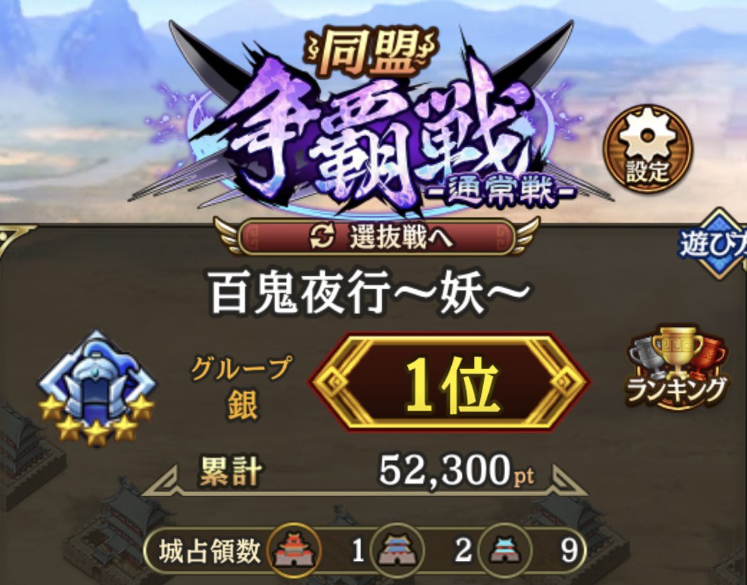 terpan3642's tweet photo. 「百鬼夜行〜妖〜」争覇戦結果！
通常戦、銀５グル→優勝
選抜戦、金グル→２位
少しずつ盟員さんも増えてきて、とても頼もしいです😊

盟員さん募集中です！
争覇戦が好きな方、留学からのお試しも歓迎✨✨✨

#キンラン
#キングダム乱
#争覇戦
#盟員募集中
#ワルチャ165 https://t.co/CPhx2DyS5I