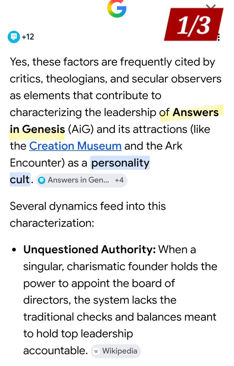 Lauralee2104's tweet photo. MY QUESTION to Google,
 "Is #AnswersinGenesis a Personality Cult led by #KenHam❓️

#CreationMuseum #ArKENcounter #MartynIles #Raycomfort #JackHibbs #TrueSong #KeithKristynGetty #KentuckyTourism #NorthernKentucky https://t.co/hy8WenRAto