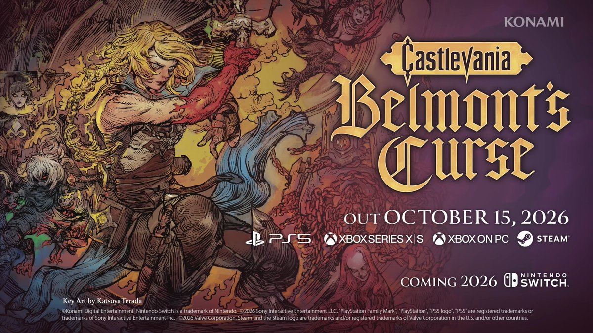 Wario64's tweet photo. Castlevania: Belmont's Curse (PS5/XSX/Switch) preorders $39.99 (PS5/XSX out Oct 15, Switch 2026) 

Amazon https://t.co/Tb7F9IvinL
Best Buy https://t.co/LdrbSn9c9g
GameStop https://t.co/eNsjhaGHJZ
Target https://t.co/CzcNzQ934S
Walmart https://t.co/7fYTeNYVkl
VGP https://t.co/zAdWcyzIRV #ad