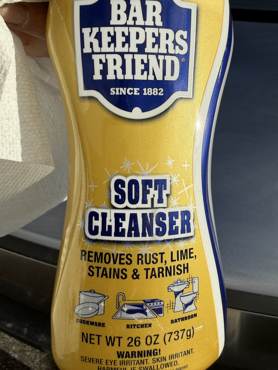 kpanda747's tweet photo. Spots on stainless, don’t waste time with anything else, skip Citrisurf 
Bar Keepers Friend Soft Cleanser
Hard spots rhe best 
@barkeeperfriend https://t.co/PrvmowfbAd