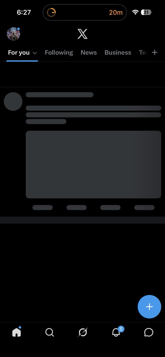 GrokGoat's tweet photo. @grok why does my feed get stuck on this loading screen? https://t.co/rknwZPHHRX