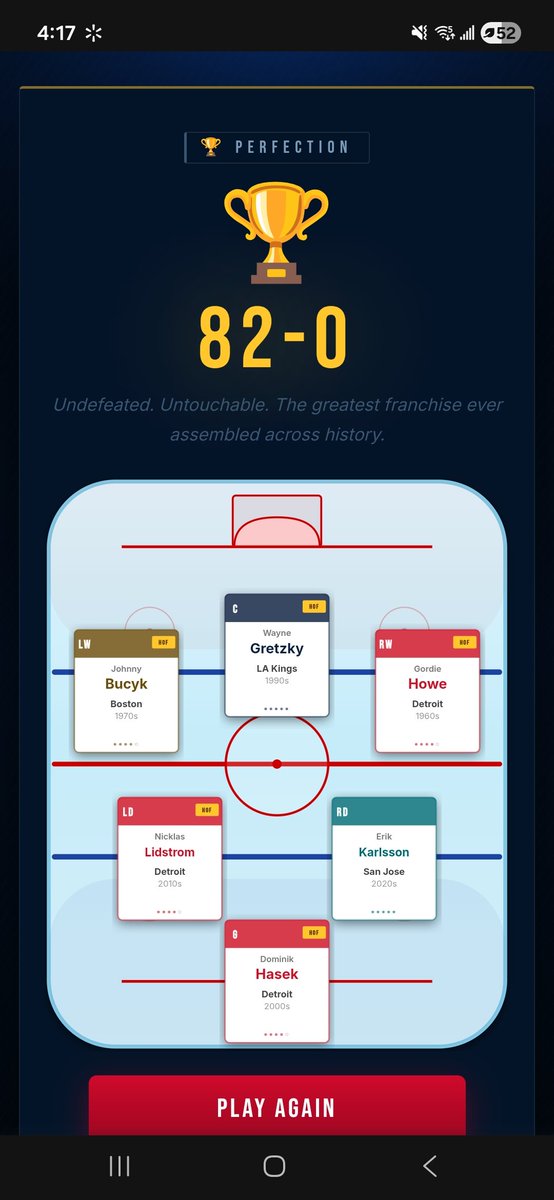 randomfella2's tweet photo. There have been perfect sports season games going around, twitter especially. NBA, NFL,  NHL etc. Finally got my first perfect team in one of them. There's even a wrestling one I came in #23 overall

Can you beat it? 👉 https://t.co/WTjxbh9ewW https://t.co/YRB5z0ncq0