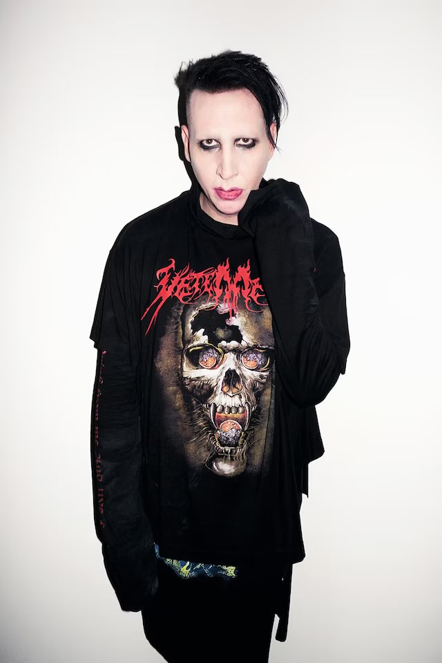 Sound_Scrape's tweet photo. Marilyn Manson modeling for Dazed Magazine in full Vetements (2016) https://t.co/1cAHDM0U3H