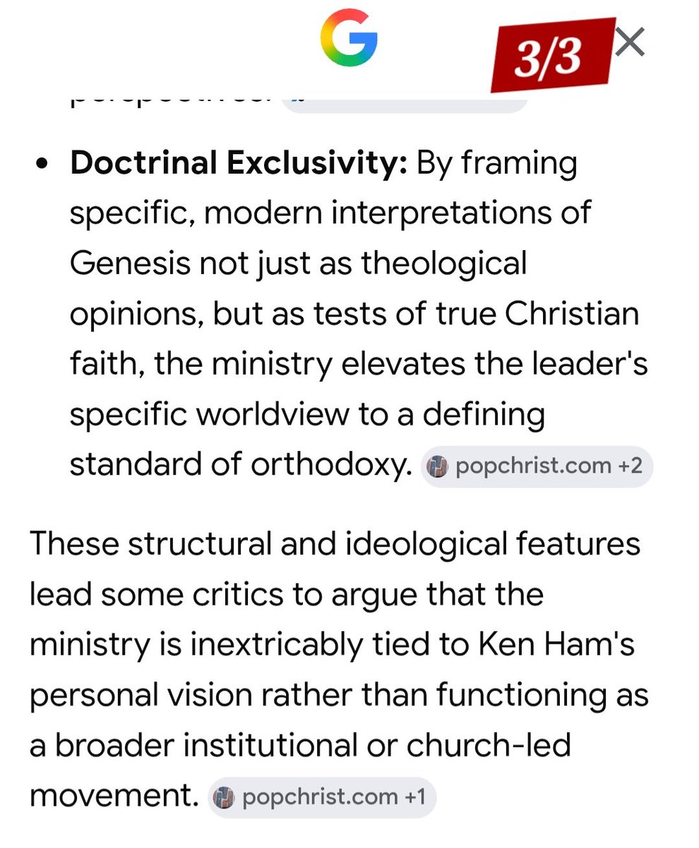 Lauralee2104's tweet photo. MY QUESTION to Google,
 "Is #AnswersinGenesis a Personality Cult led by #KenHam❓️

#CreationMuseum #ArKENcounter #MartynIles #Raycomfort #JackHibbs #TrueSong #KeithKristynGetty #KentuckyTourism #NorthernKentucky https://t.co/hy8WenRAto