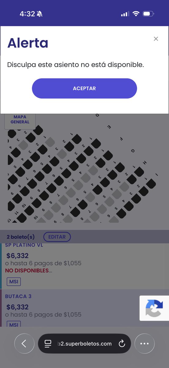 pepefaan's tweet photo. @SuperboletosMx  cualquier asiento que seleccione, de cualquier zona “disponible” me aparece como no disponible, que procede ahí? https://t.co/RETXhOhrux