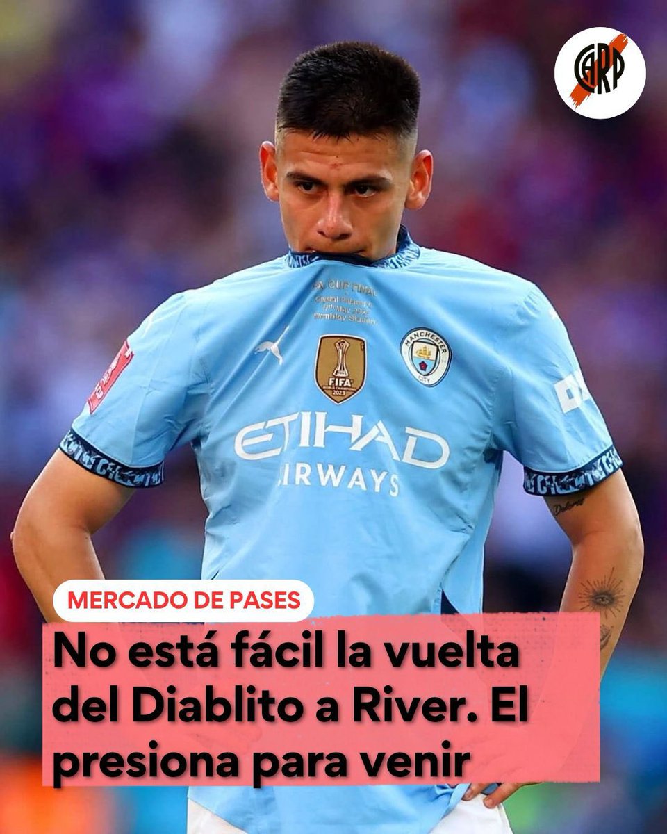 RiverInfoPlate's tweet photo. 🚨Es difícil la vuelta del Diablito Echeverri a #River

💪🏼El futbolista presionará para que se de

‼️Sin embargo el Manchester City, dueño de su pase, no tiene entre sus prioridades prestarlo al fútbol sudamericano

🙌🏼Recién se puede llegar a dar sobre el cierre del libro de pases sino encontrar algún club europeo interesado en el argentino