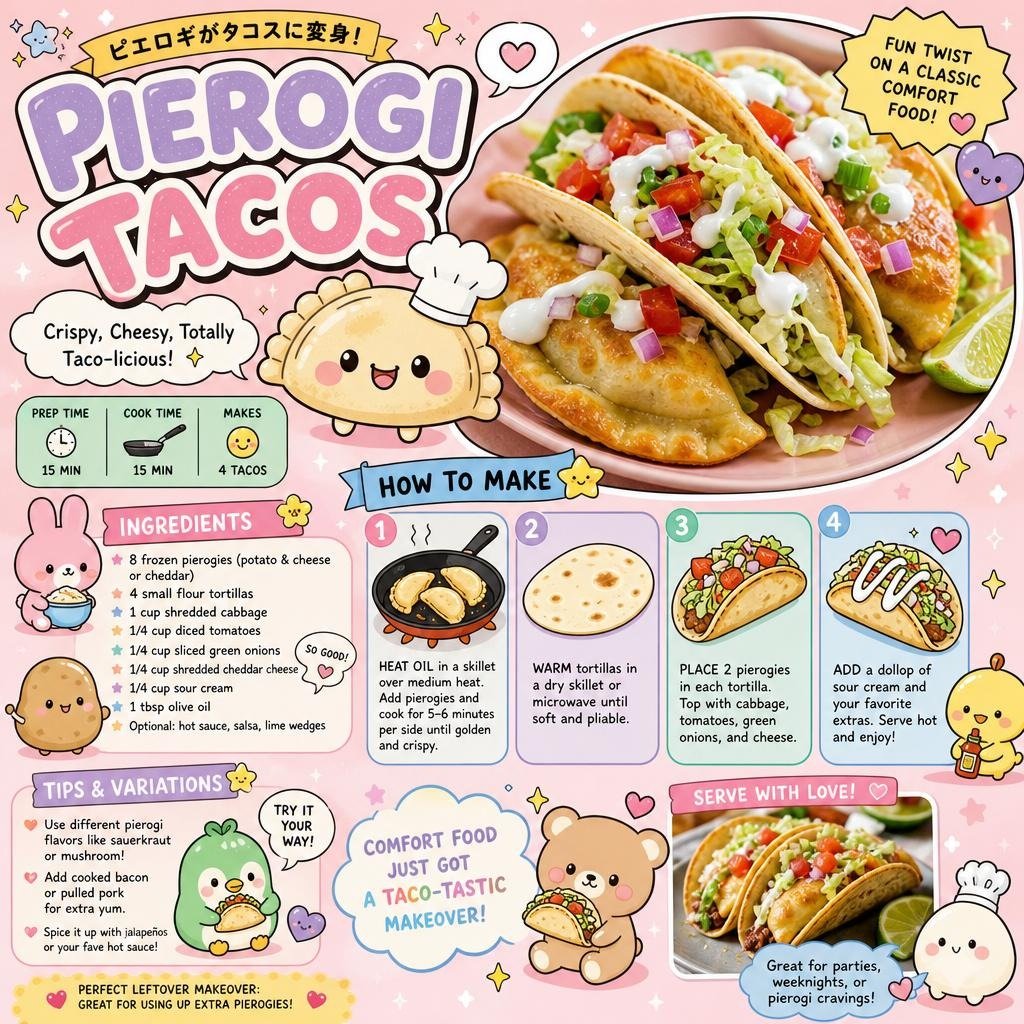 Kawaii Pierogi Tacos Recipe Poster
