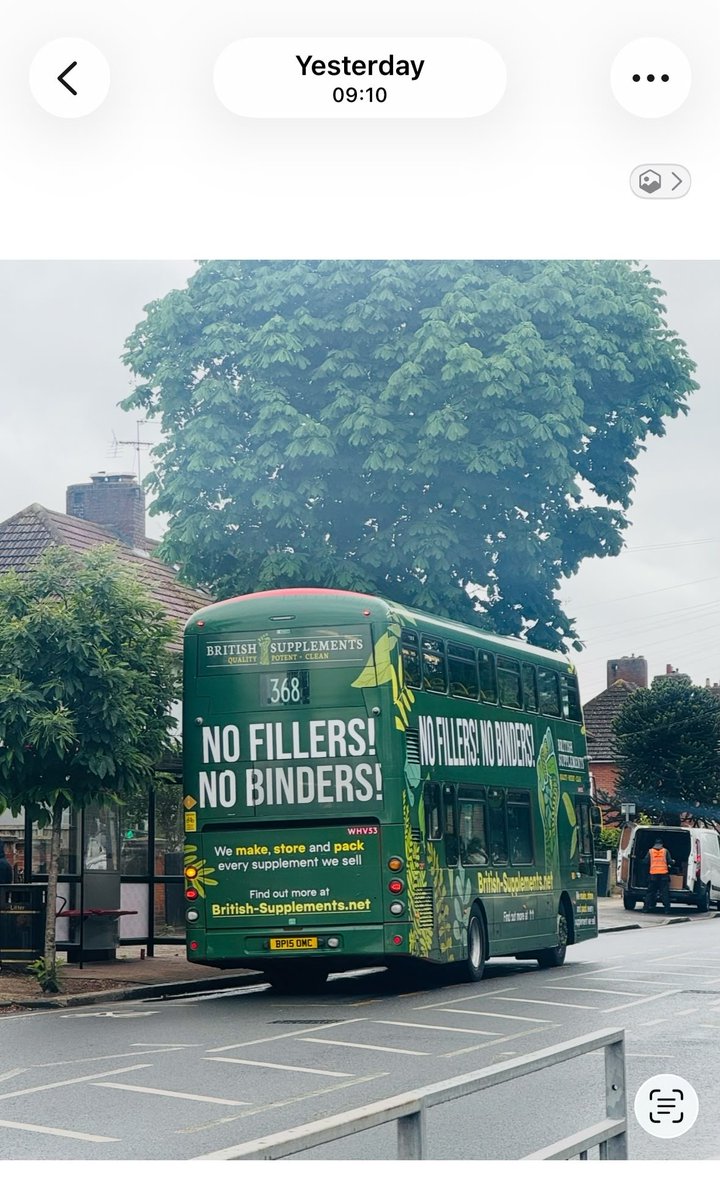 eyeceonline's tweet photo. @ddinman, saw this yesterday &amp; thought of you! 😅
Not AI generated but a new graphics design for a bus in East London/Essex #Reform. And as luck would have it, the exact same TfL (in it's usual design) bus came the other way. Maybe they do 'British' hair loss pills too? 😉 https://t.co/lFCQf3Tiwn
