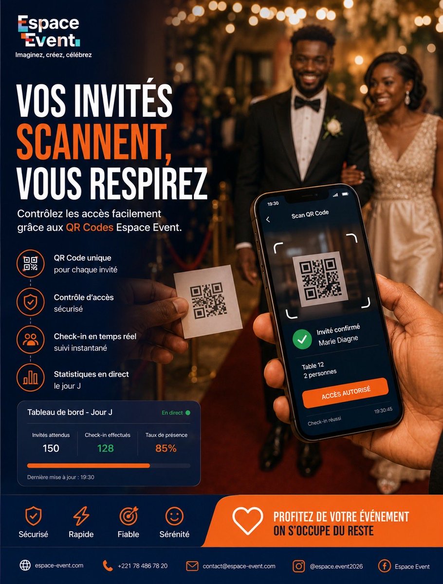 espaceevent's tweet photo. Pour votre événement choisissez Espace Event pour générer des QR codes pour vos invités. Une solution moderne, élégante, simple et rapide. Fini les invitations papiers, nous avons TOUT CE QU’IL VOUS FAUT!
#mariage #TL221 #evenement https://t.co/Kn5zAm8le0