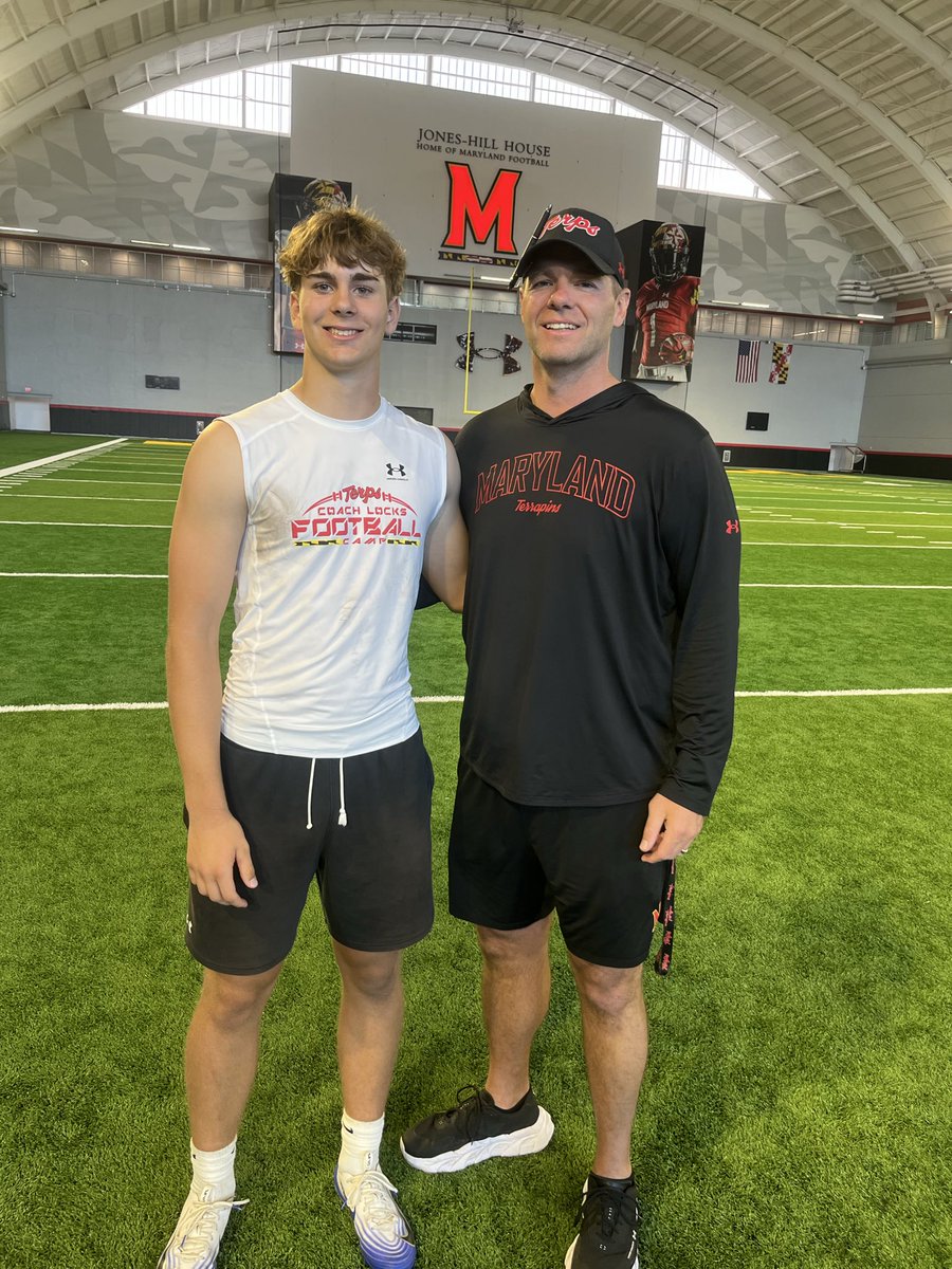 Caydenr_'s tweet photo. After a great conversation with @kschmittMD and @CoachGBrewster I am excited to announce that I have received my first Division 1 offer from the university of Maryland. @TerpsFootball @footballcoach79 @ExeterTwpFB https://t.co/Z6GI6YTj22