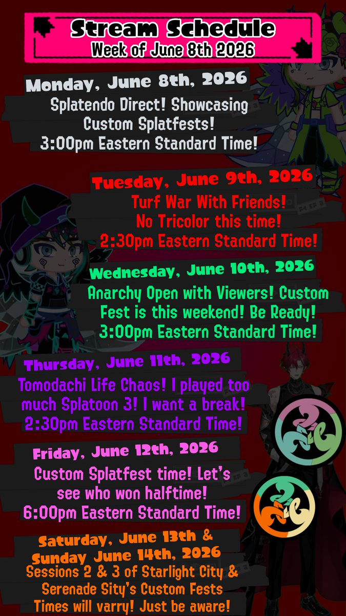 M_M_VTuber's tweet photo. Heyo everyone! Check it out! This is my Stream Schedule for the week of June 8th, 2026! https://t.co/02Wl9hpETY