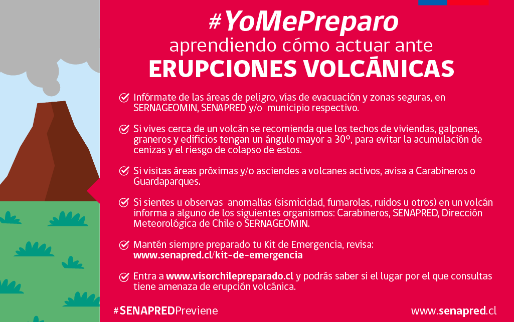 Senapred's tweet photo. #SenapredPreviene #YoMePreparo 🌋 
¿Sabías que nuestro país cuenta con una Red Nacional de Vigilancia Volcánica? Esta se encarga de monitorear 45 volcanes activos en tiempo real. 
Estar preparados ante una eventual erupción volcánica es tarea de todos. 
Más información en:
https://t.co/OGalg47Dh7