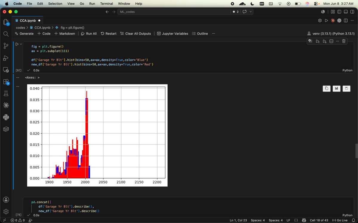 AsmitBaldi's tweet photo. ML code log day 10

Missed the last two days, so to cover up.

>Implemented Binning and Binarization.
>Learned and practiced to handle mixed(num+cat) cols.
>Learned to deal with date and time cols.
>Studied about CCA to deal with missing values.

Watched pirates of Caribbean 4. https://t.co/g9sQmptLGs